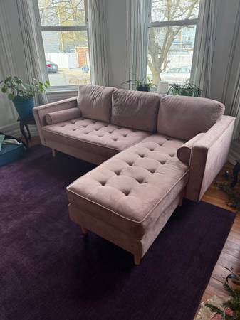 Performance velvet sofa with interchangeable chaise 1