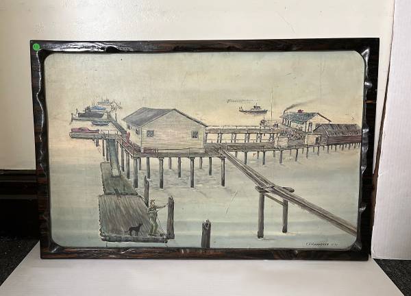 Vintage 1971 Original E. Johannesen 38" Drawing On Board, Framed 1