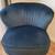 Blue tufted wing-back polyester velvet chair - excellent cond 3 thumbnail