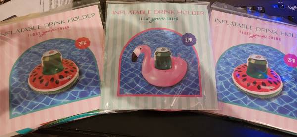 Watermelon and pink flamingo inflatable Drink Holders 1