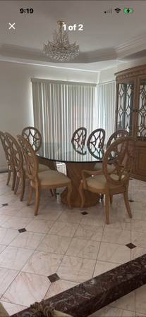 Dining glass table with 8 chairs 1
