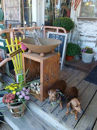 all metal FIREPIT w/ elevated 20 inch bowl & wood storage below 1
