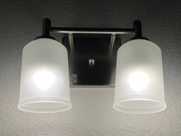 2-Light Bathroom Vanity Light - Brushed Nickel & Glass 1