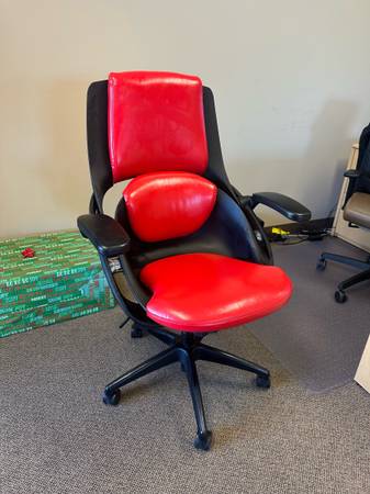All33 Ergonomic Red and Black Adjustable Office Chair with Armrests (Offcie Chai 1