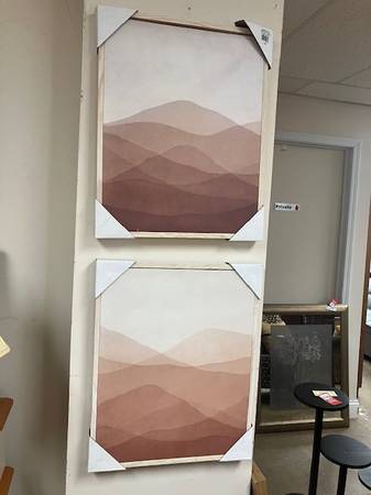 Artwork Set of 2 - Shadows of Mountains Sunset Scene 65281 1