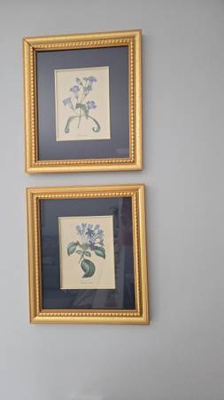 2-piece Wall Art - Navy blue flowers 1