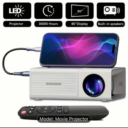 New Projector] Mini Portable Projector , Supports 1080P Resolution, Built - in S 1