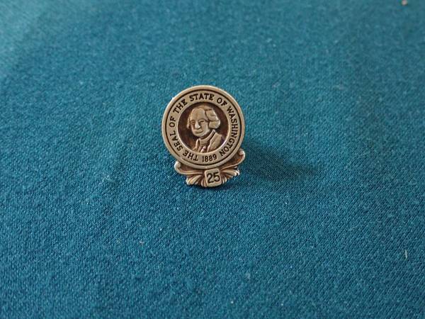 Washington State Seal 25 Year Service Lapel Pin, Sterling Silver 1