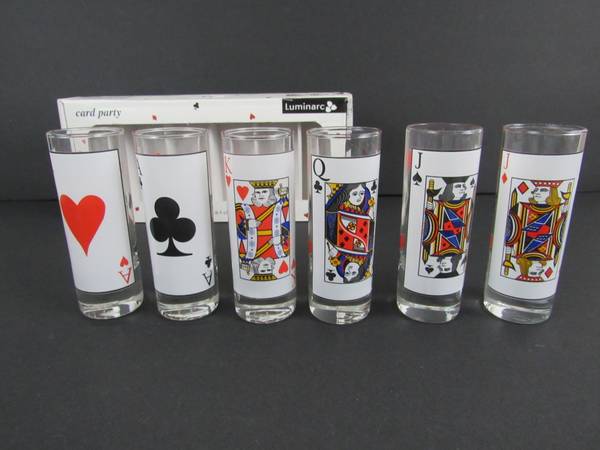 Luminarc 6 "Card Party" 2 Oz. Shot Glasses~Made in USA-New 1