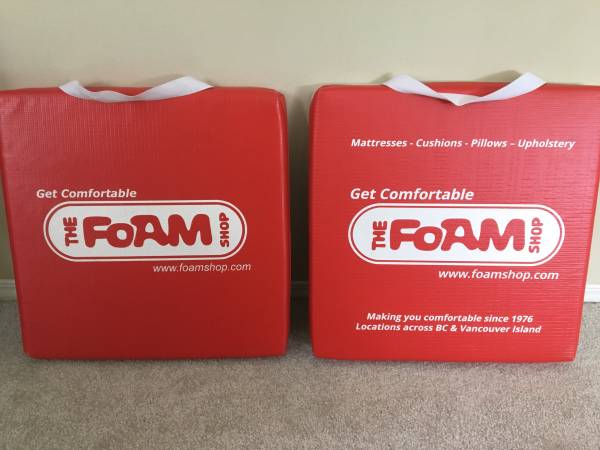 Two Stadium Seat Cushions with Cloth Handles by "The Foam Company" 1