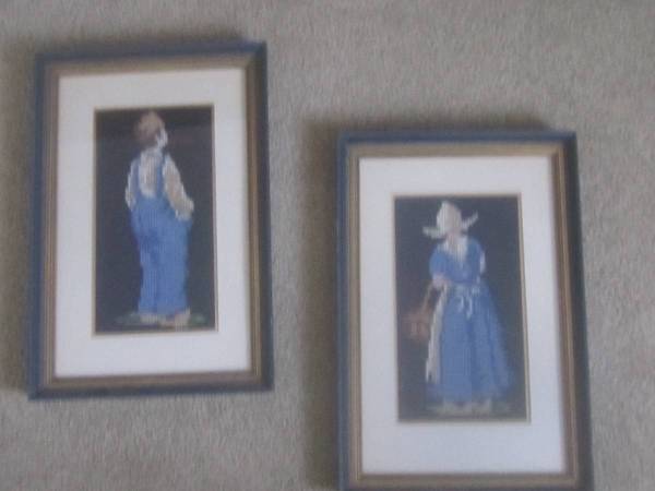 Dutch Man Cross-Stitch Dutch Man+Woman (Framed) for sale - household