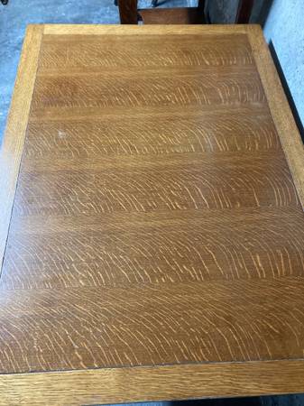 Golden Oak Trestle Table art deco 1