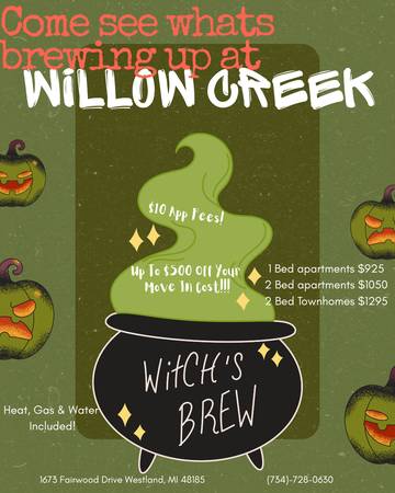$1,050 / 1br - 👻See What's BREWING Up In Willow Creek Aparments!👻 (Westland, Michigan)64018940611329120