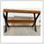 Modern Walnut Console Table On Blackened Steel Trestle Base 7 thumbnail