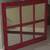 Rustic painted red frame windowpane window wall hanging mirror 28"x25" 4 thumbnail