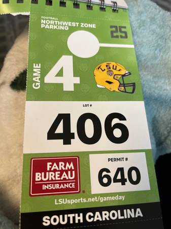 Lsu Parking Pass - South Carolina-lot 406 1