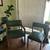 Leather chairs, green and oak wood set of two 1 thumbnail