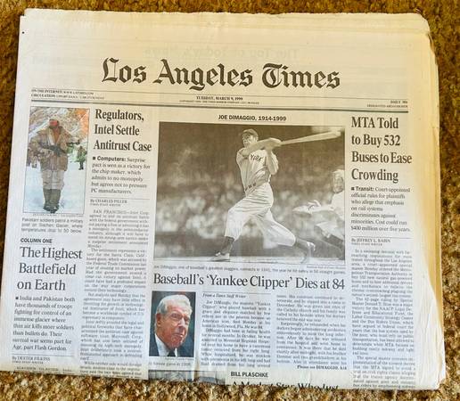 Los Angeles Times: The Yankee Clipper Dies 1