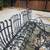 Vintage metal patio table and glass top and matching chairs 5 thumbnail