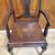Vintage Walnut Queen Ann Back Accent Arm Chair with Leather Seat 3 thumbnail