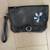 Navy Blue Leather Purse/Clutch with Flower Appliques and  Handle 1 thumbnail