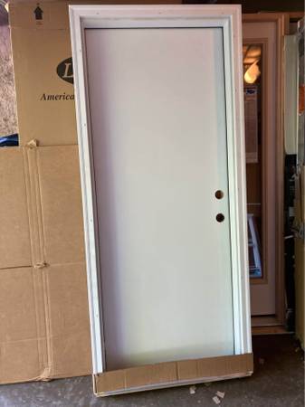 New entry door , left in swing , steel , composite jamb , 32 by 80 by 1