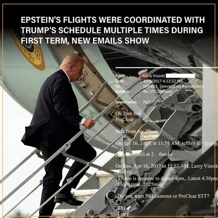 Epsteins Flights Were Coordinated With Trump's Schedule As POTUS 1