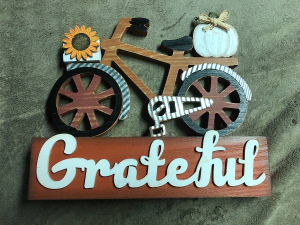 Wood & Metal Grateful Bicycle Bike Tabletop Sign 1