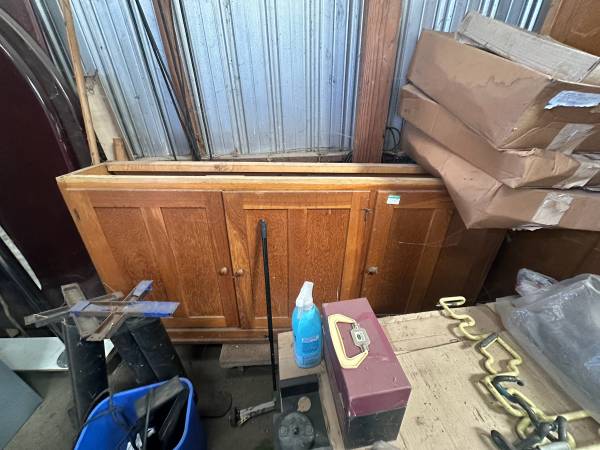 Vintage solid oak cabinets 1