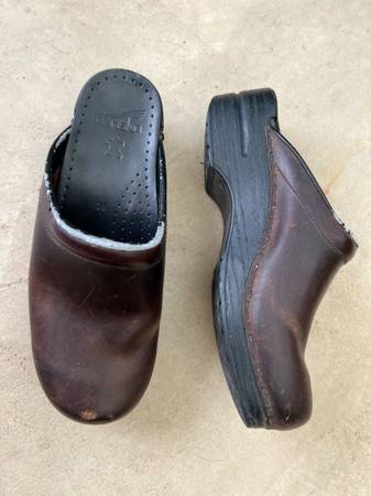 Dansko open back clogs, brown leather, size 39 1
