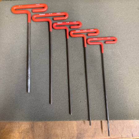 (5 piece set) EKLIND T-HANDLE SAE HEX KEY SET -USA- 1
