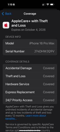 iPhone 16 Pro Max con Apple Care+ 2026 - $1.150 (Nueva York)63470648086659123