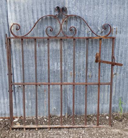 Wrought Iron Gate with Ornate Top & Side Latch 32 3/8" W x 39" T 1