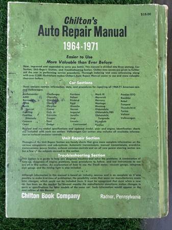 Chiltons Auto Repair Manual Book 1964 - 1971 - auto parts - by