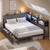 Full Size Corner Bed Frame with Storage and RGB LED Lights, Grey Upholstered Ful 1 thumbnail