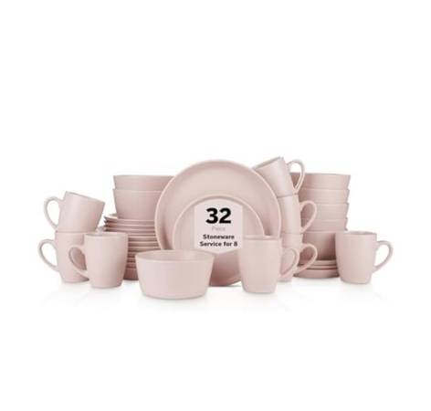 Stone Lain Albie Stoneware 32-Piece Modern Dinnerware Set, Kitchen Plates and Bo 1