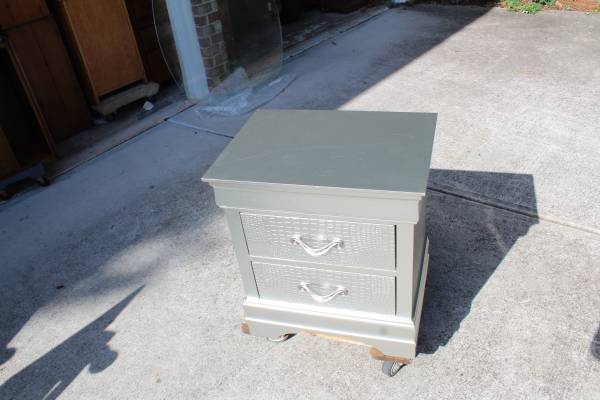 one silver 2 drawer nightstand end side table 1