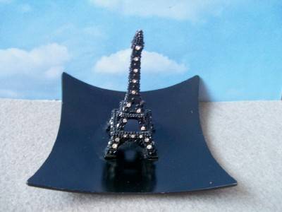 Black Metal and Rhinestones Eiffel Tower Trinket/Ring Tray 1