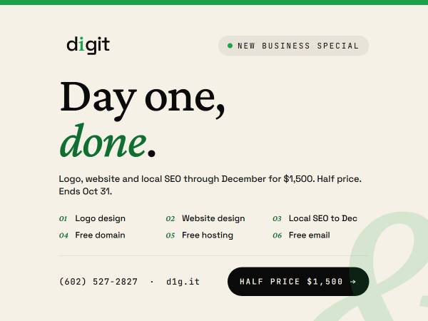 Half Price: Logo Design + Web Design + SEO, $1,500, New Business 1
