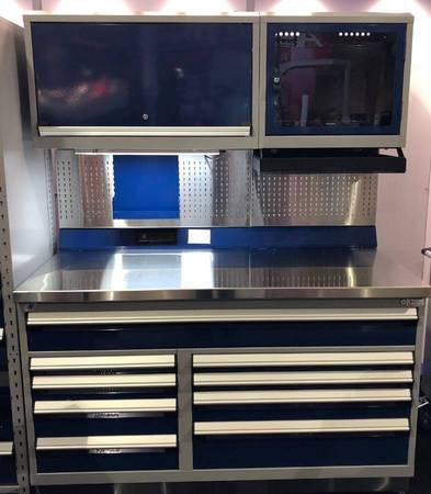 Rousseau Work Station Tool Box Cabinet with Stainless Steel Top (6) 1