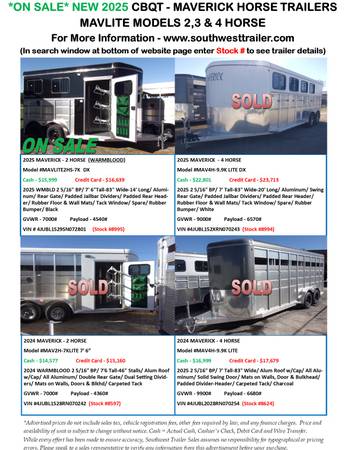 NEW MAVERICK LITE TRAILERS @ SOUTHWEST TRAILER SALES (760) 788-8900 1