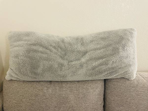 Grey long pillow approximately 4ft 1