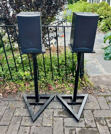 Infinity Bookshelf Speakers with Adjustable Metal Stands 1