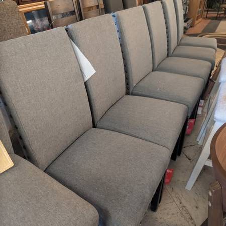 Parson dining chairs grey/gray antique noir NEW upholstered 1