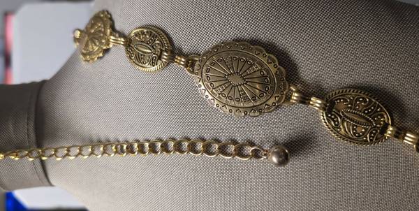Western Boho gold tone metal belt, adjust between 27"-33" 1