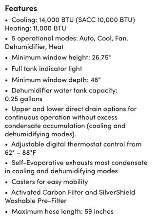Como nuevo aire acondicionado portátil y unidad de calefacción de 14000 BTU!! - $299 (San Diego, Normal Heights)63471472993283124