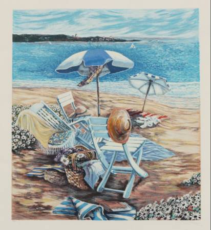 🌴 Susan Rios Serigraph – “A Day with Friends” (1989) | Hand-Signed Li 1