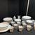 Contempra by Studio Nova Dish Set White Center Blue Stripe Diamonds On Rim 55 Pi 1 thumbnail