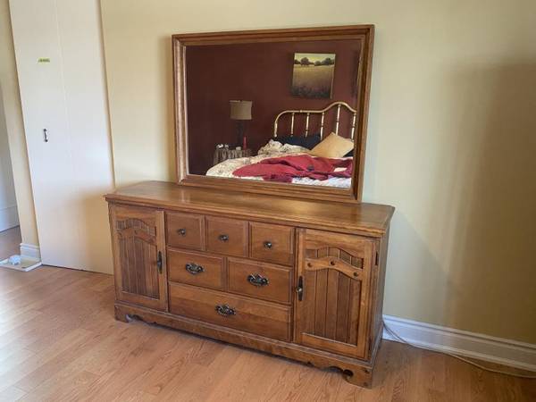 Wood Dresser & Mirror 1