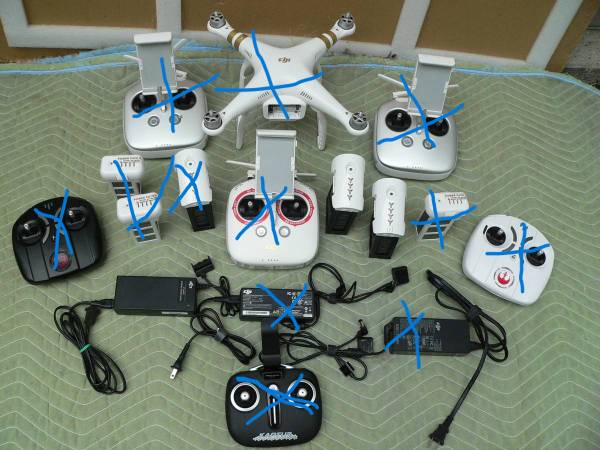 DJI PHANTOM 4K DRONE, 3 REMOTE CONTROLLERS, BATTERIES, CHARGERS+MORE 1